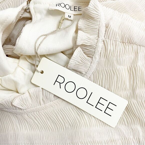 NWT Roolee Chiffon Ruffled Long Sleeve Babydoll Dress Vanilla Cream Size Medium - Picture 13 of 15